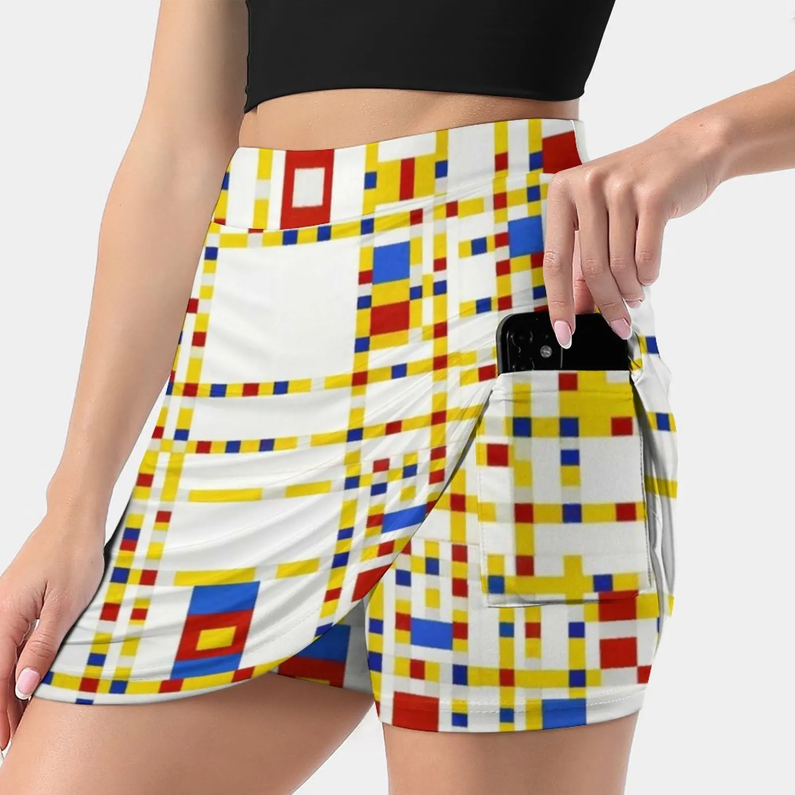 

Mondrian Abstract Art Korean Fashion Skirt Summer Skirts For Women Light Proof Trouser Skirt Mondrian Broadway Boogie Woogie