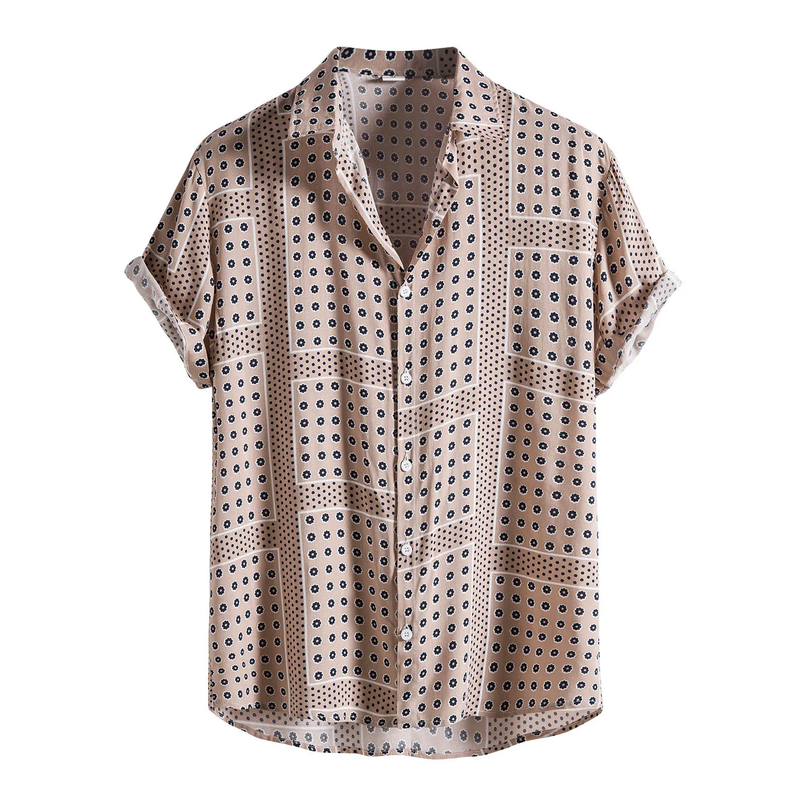 Casual Short Sleeved Shirt Short Sleeved Shirt Hawaiian Shirt Button Down Shirt Men Short Sleeve Casual Loose Blouse Summer Houndstooth Plaid Shirts For Men Hawaiian Short Sleeve Beach Button Up Blouse