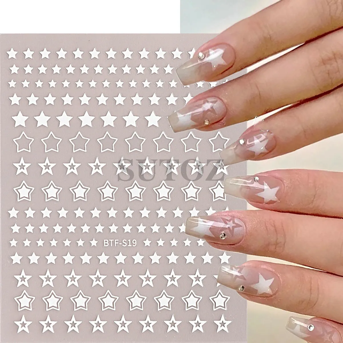 Set 3D Colorful Star Nail Stickers Laser Silver Hollow Pentagram Y2K Style  Self-adhesive Decals Sliders For Nail Art Decoration - AliExpress