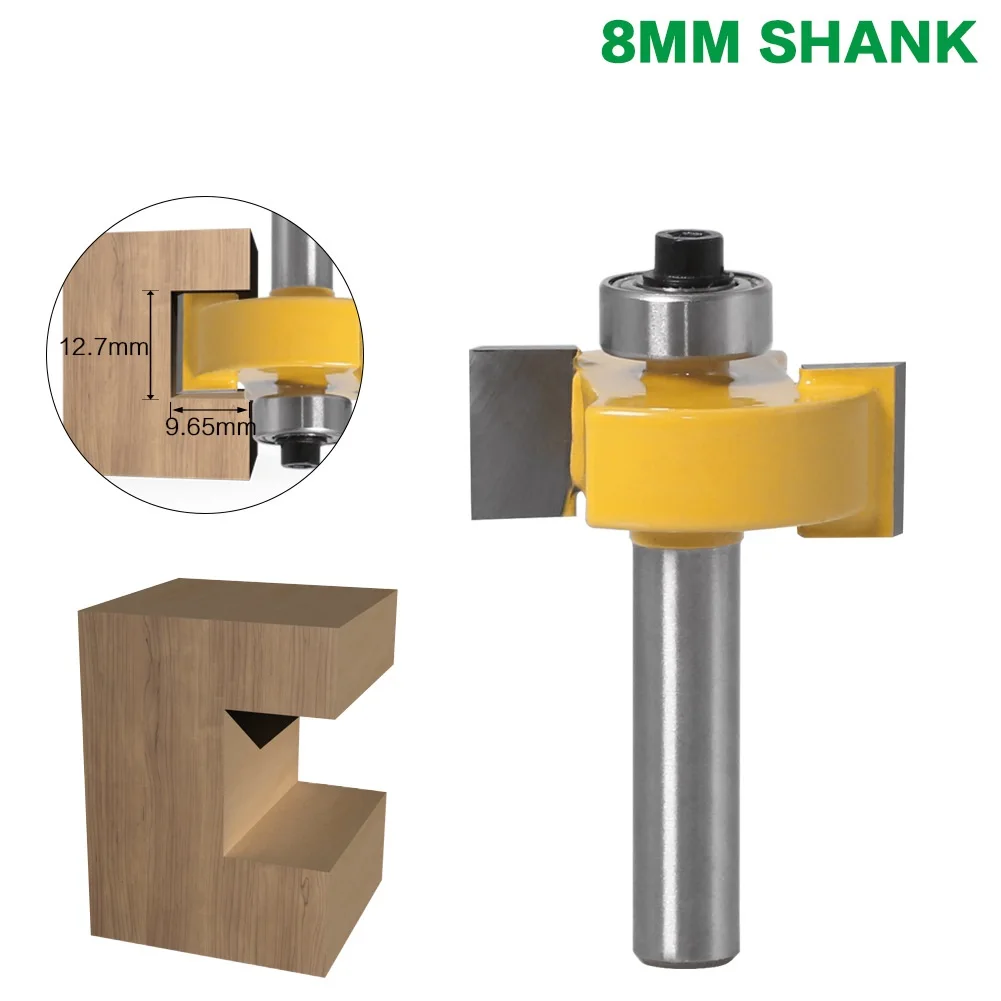 

1pc 8mm Shank T-Sloting Router Bit Bit with Bearing Wood Slot Milling Cutter T Type Rabbeting Woodwork Tool for Wood