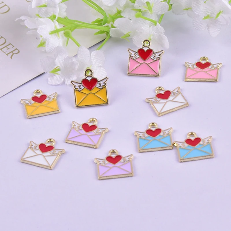 

10pcs Love Wing Envelope Cartoon Alloy Charms Pendants for DIY Jewelry Earring Bracelet Bag Accessory