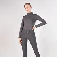 MXLLINA Western Zipper Horseback Riding Long Sleeve Baselayer Equestrian Tops Breathable Riding Shirts Equestrian Clothing 1