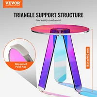 SucceBuy Table d'appoint ronde irisée Table d'appoint en acrylique Table basse en acrylique arc-en-ciel transparent pour livre alimentaire utilisé dans le salon 5