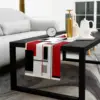 Red Black Boho Color Block Linen Table Runner Holiday Party Decor Geometric Abstract Table Runners Kitchen Dining Table Decor 4