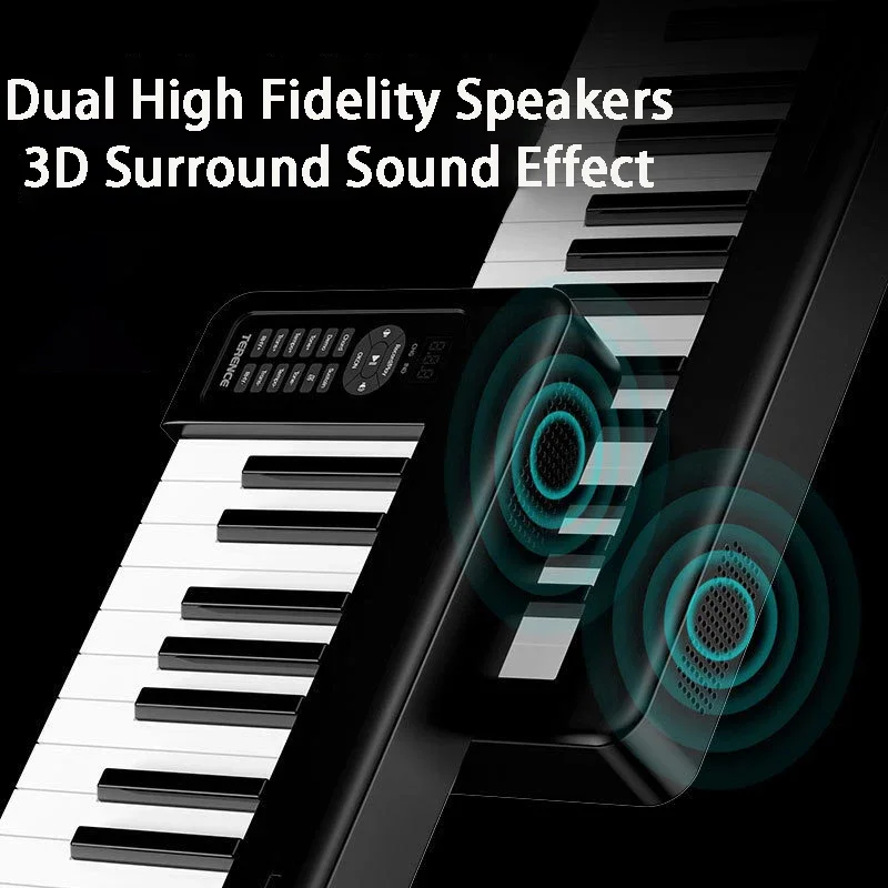 Folding Piano Professional Electronic Organ Bluetooth MIDI Controller 61 Keys Portable Piano Adult Musical Keyboard Beginners