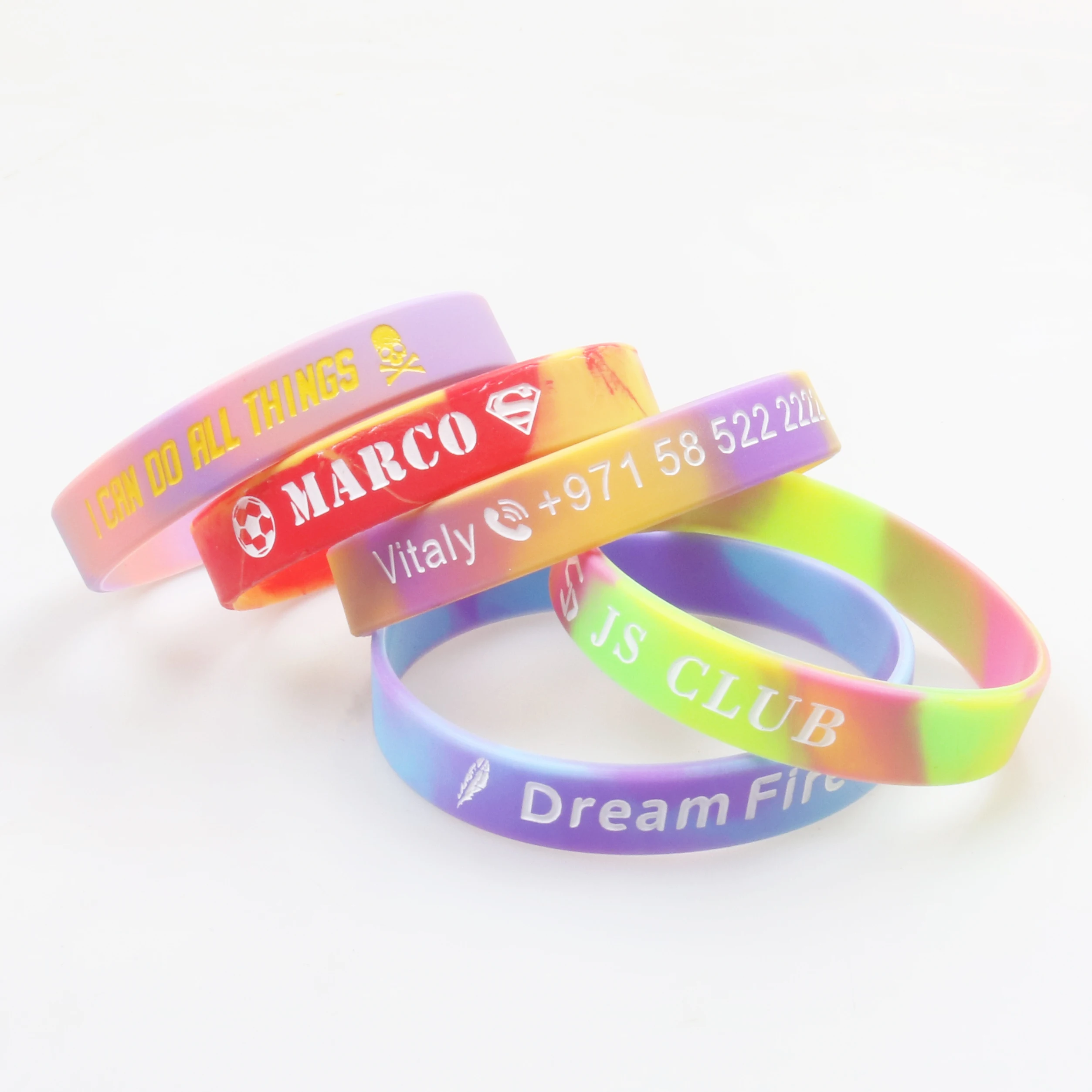 Mixed Color Wrist Bands Customized Silicone Bracelet Debossed Custom Wristband SOS ID Engraved Bracelets lost Children 1 PCS