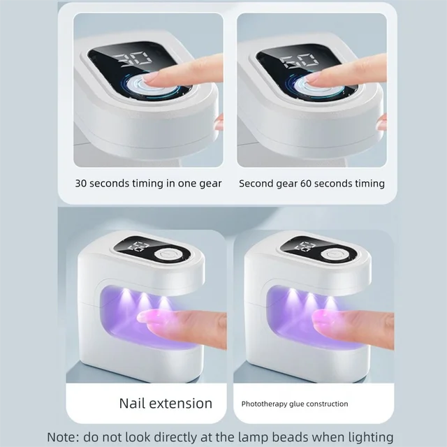 Quick Drying Mini Nail Dryer Light Efficient Curing Single Finger LED Nail Lamp 30/60s Timer Portable UV Curing Light Gel Polish 6
