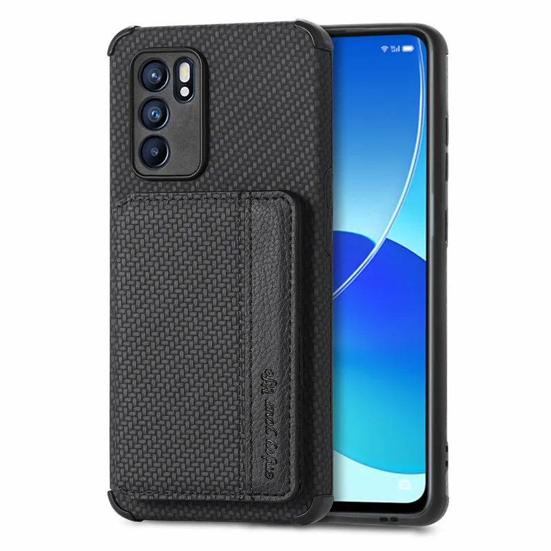 phone carrying case RFID Blocking Leather Card Magnetic Case for OPPO Reno 6 Pro Plus 5G Back Cover Reno 5 Lite 5F 5Z A74 A 54 94 Realme C25s Case neck pouch for phone Cases & Covers