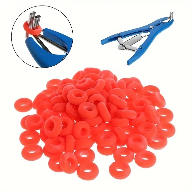 Animal Castration Pliers Bander 1pc 100Pcs Rings