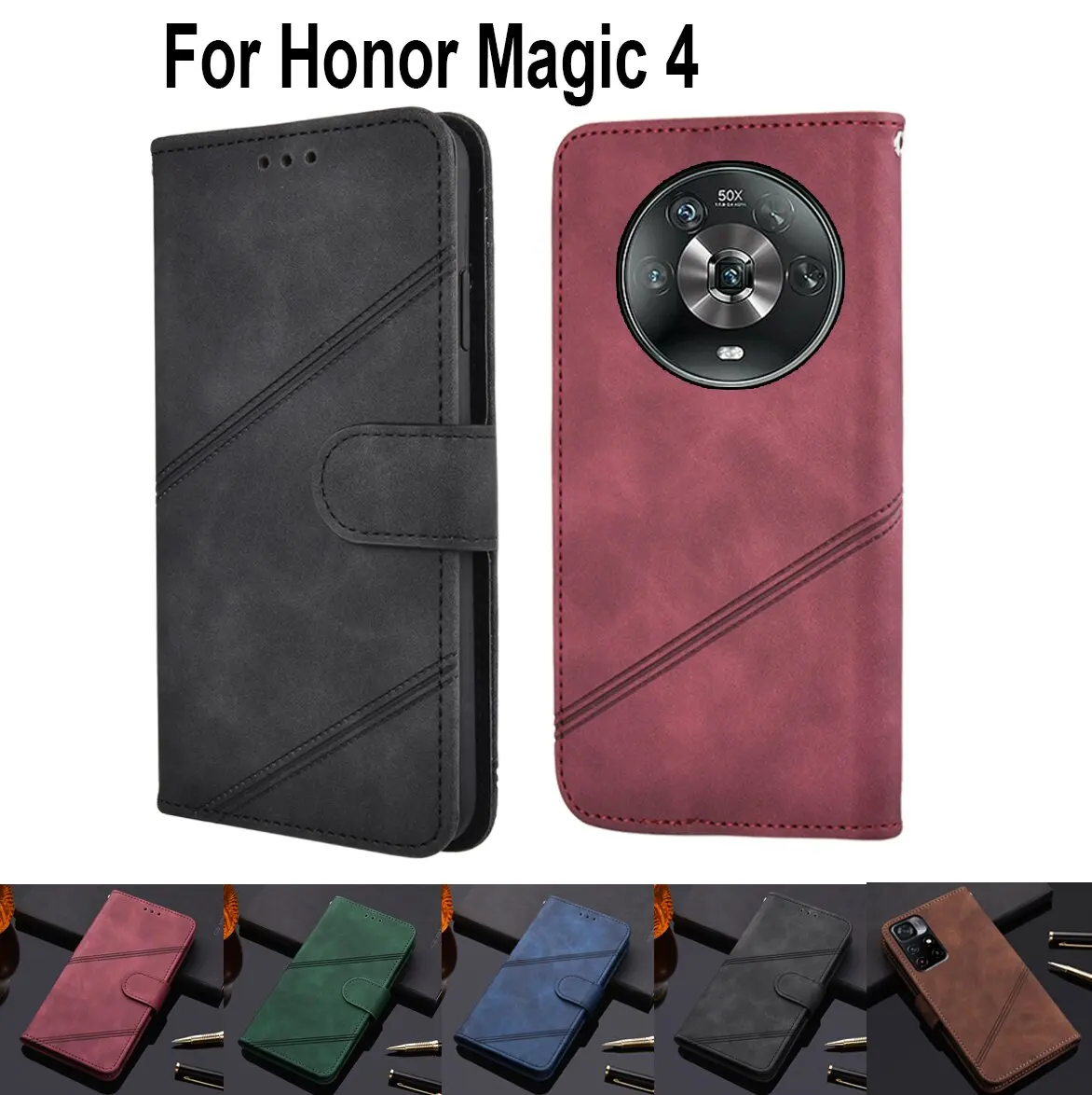 

Luxury Wallet Flip Cover For Huawei Honor Magic 4 Book Case Funda For Honor Magic 4 Protective Phone Case Leather Capa