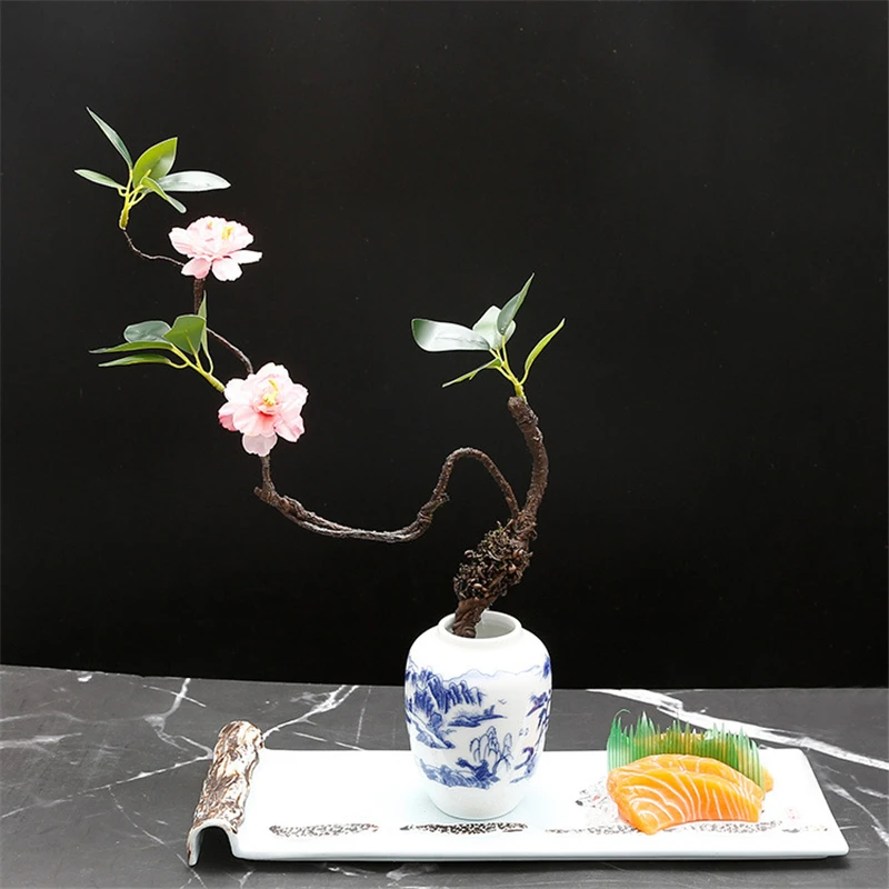 호텔 사시미 디스플레이, 예술적 개념 장식, 꽃과 식물, 창의적인 해물 포즈 플레이트 장식, 스시 메이커 스시
