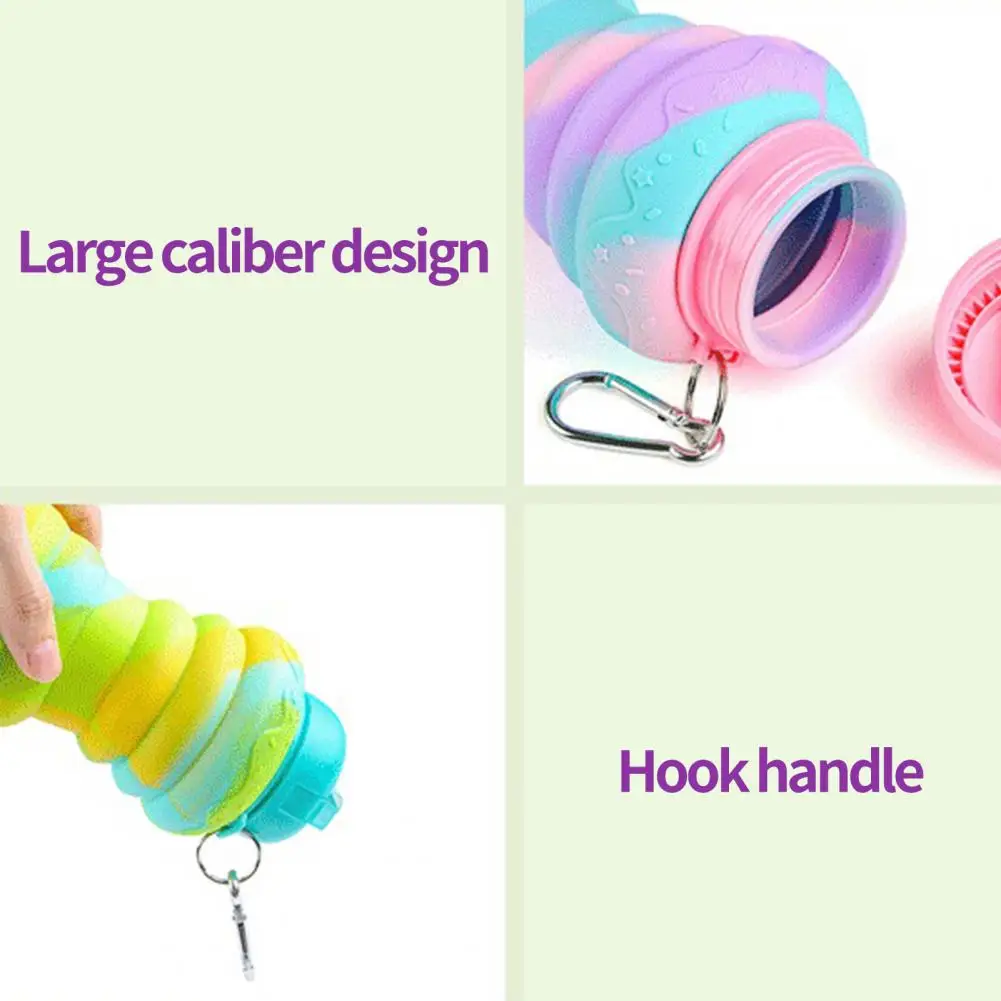 600ML Silicone Sport Bottle Foldable Food-grade Drinking Water Bottle Leak-proof Portable Water Cup Outdoor Sports