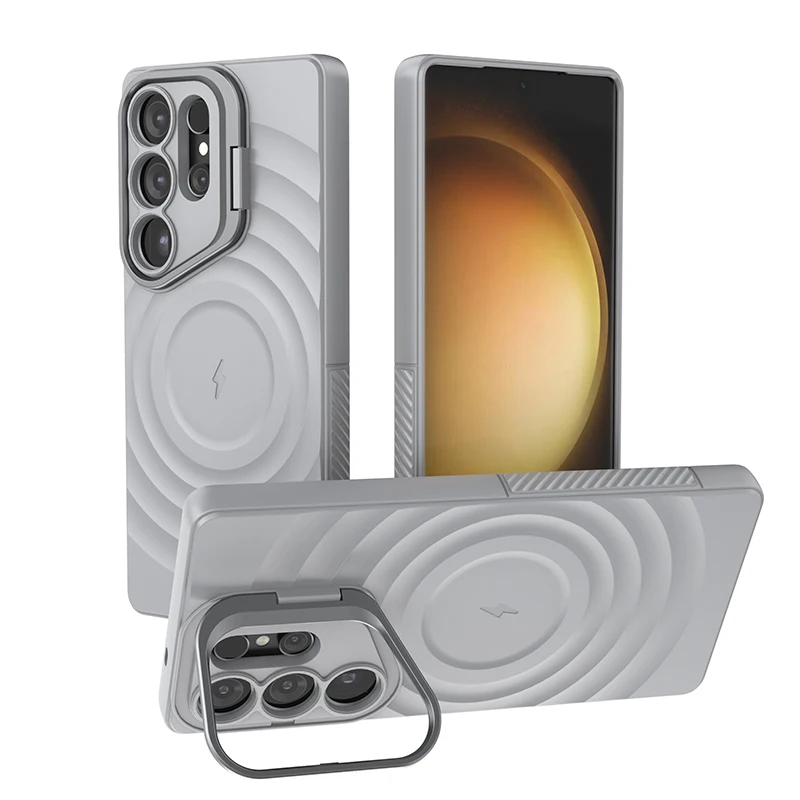 Luxury Magnetic Folding Lens Holder Case with Ripple Design - Matte Soft Cover