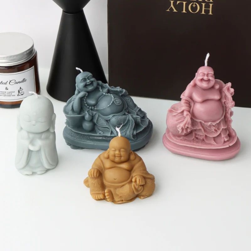  Skaxi 3D Laughing Buddha Silicone Mold, Novelty Ice