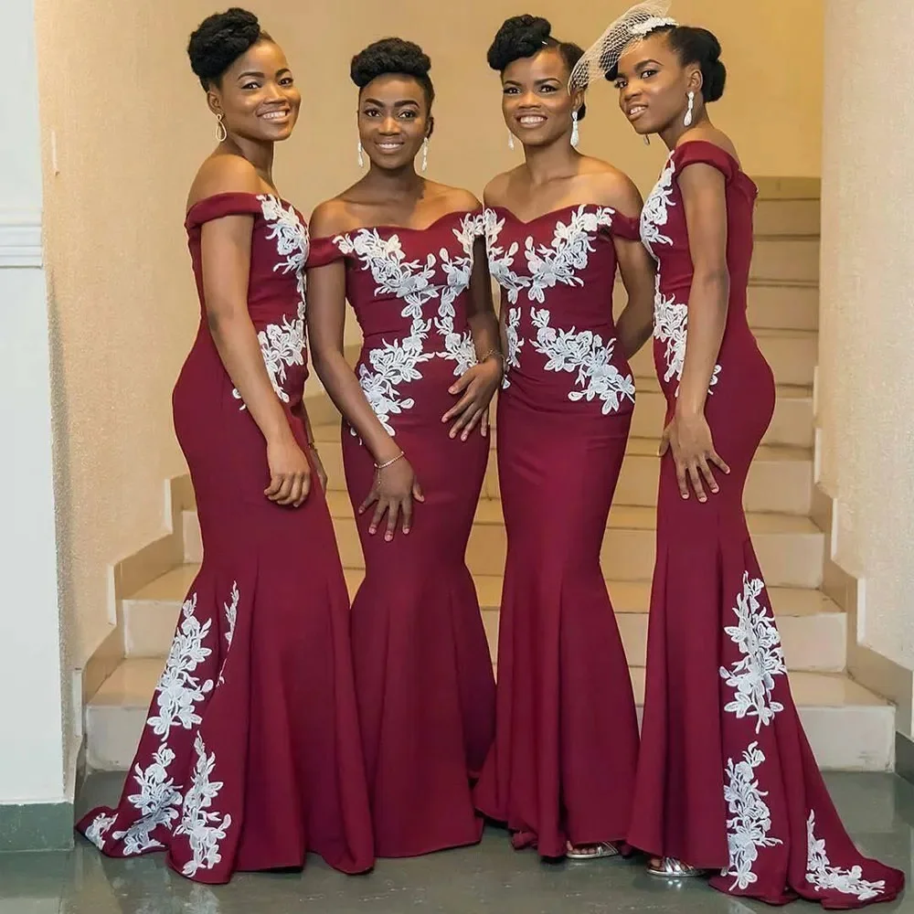 

Sexy Bridesmaid dress Lace Appliques Prom Dress Satin Mermaid Slimming Cocktial Dress Formal Evening Dress Wedding Party Dress