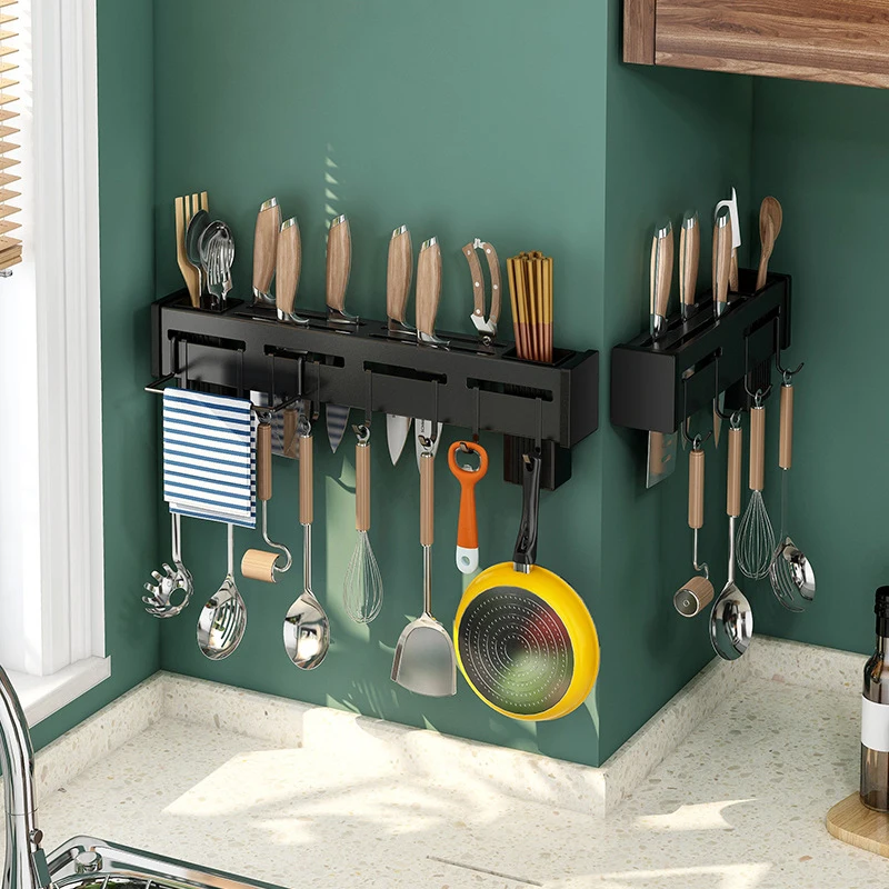 

Kitchen Storage Knife Holder Household Punch-free Chopsticks Holder Multi-functional Wall-mounted Knife Holder Shovel Spoon
