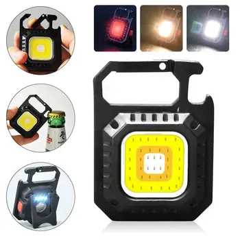 미니 LED 손전등 마그네틱 COB 야외 캠핑 포켓 작업등, 800 루멘, USB 충전식, 7 가지 모드 스포트라이트