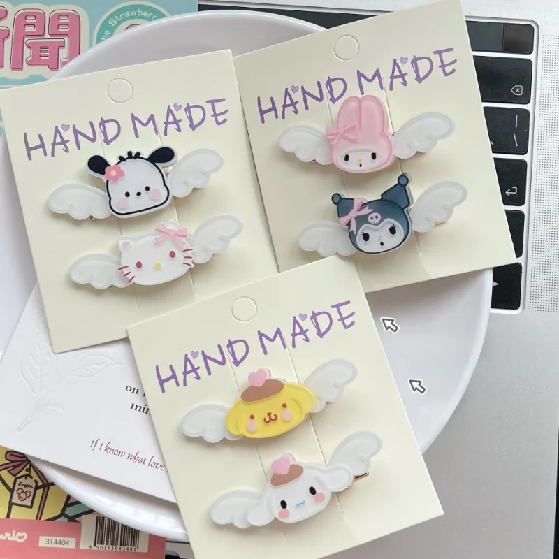 

New Sanrio Angel Cartoon Wings Hair Clip My Melody Japanese Students Wild Bangs Side Clip Sweet Girl Heart Headdress Female