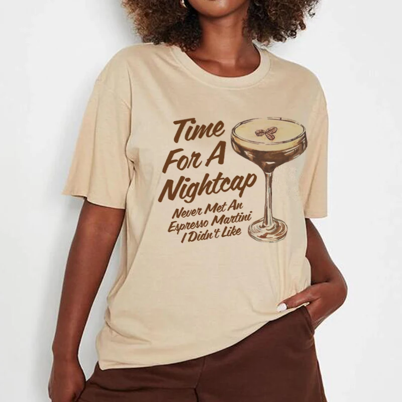 Expresso Martini Magliette Da Bere Retrò Da Donna Cute Funny Cocktail Alcohol Party T-Shirt Manica Corta T-Shirt Vintage Allentate Top