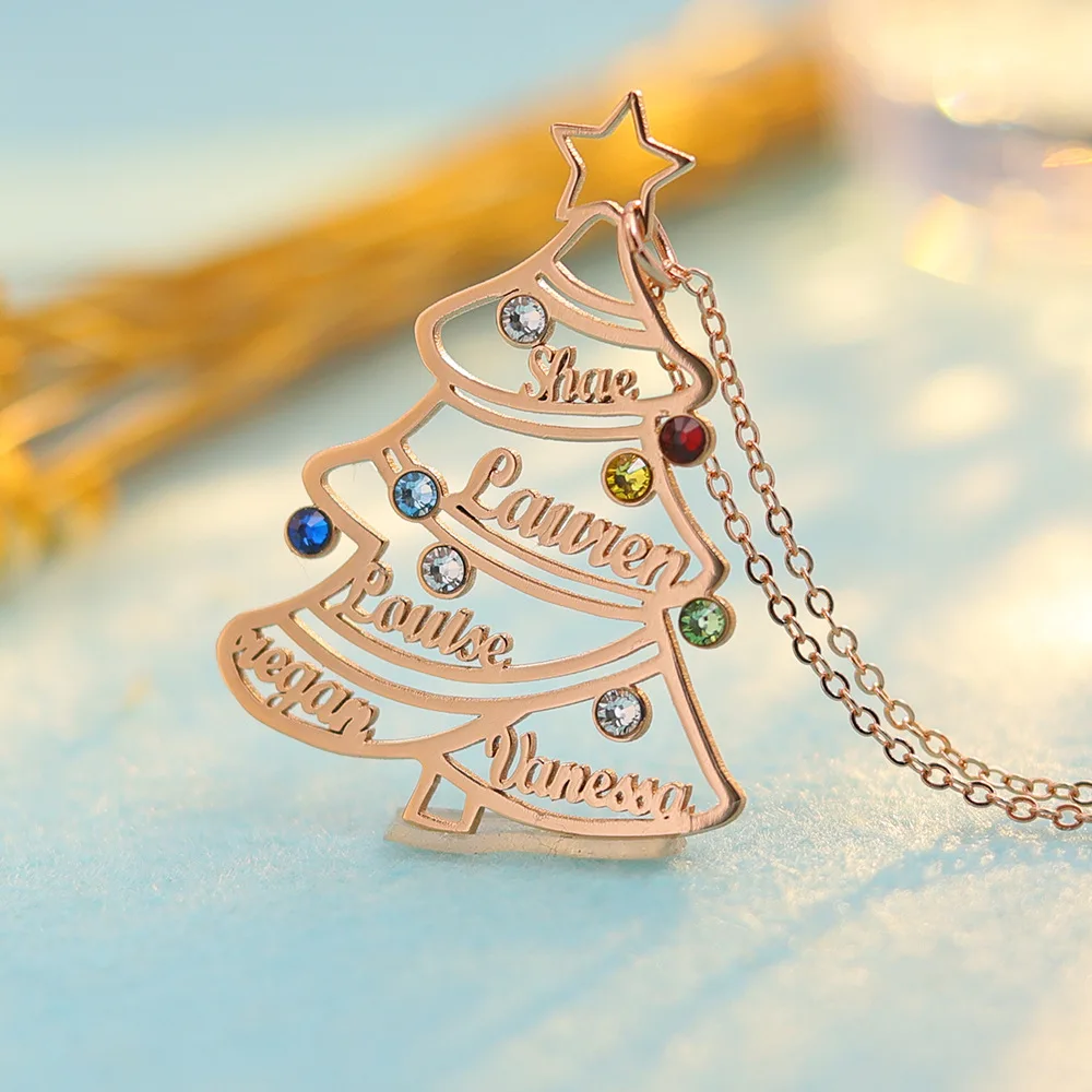 2023 Fashionable S925 Silver Christmas Gifts Custom Name Family Tree Necklace For Kids Wife Personalize 12 Birthstone Jewelry wednesday adams toy 2023 hands plush toys adams family wednesday soft stuffed toys kids holiday gifts popular toy birthday gifts