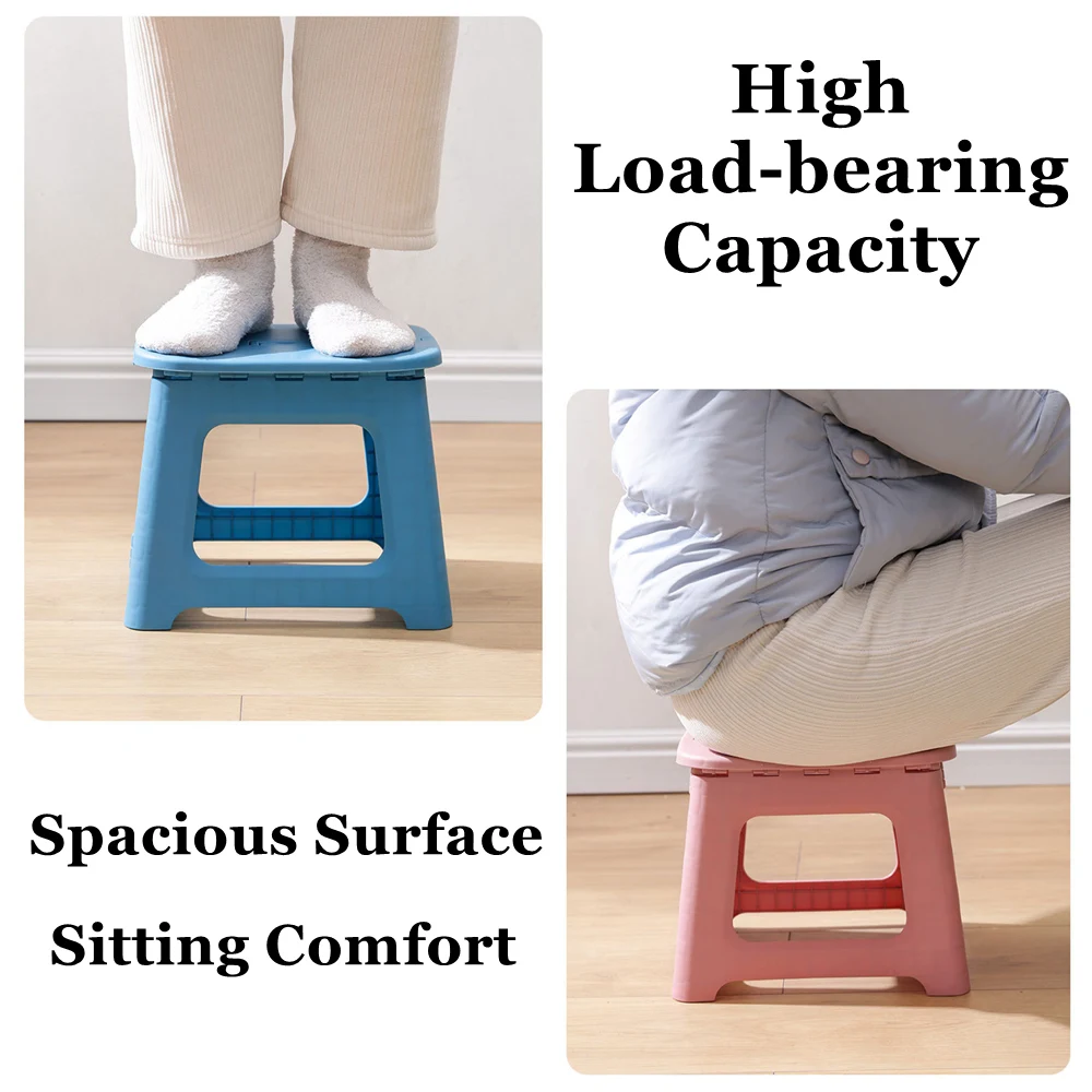 Folding Step Stool, Sturdy Safe Enough-Holds To 300 Lb Footstool for Adults or Kids with Carry Handle Collapsible Stool for Home 5