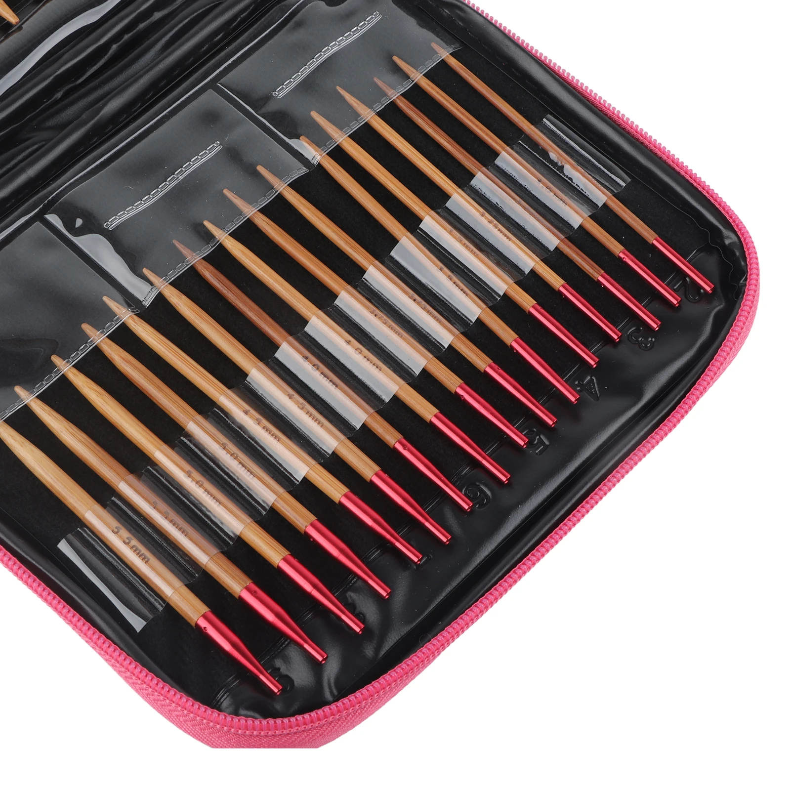Austauschbare karbon isierte Bambus nadeln Set Aluminium Runds trick nadeln Ring Set – Detail 11