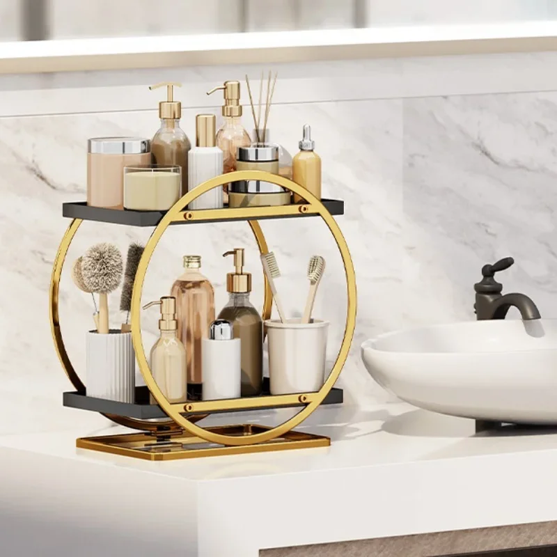Light Luxury Bathroom Shelf Rack Bathroom Toilet Washstand Countertop Storage Rack Cosmetics Organizer Box for Dressing Table 5