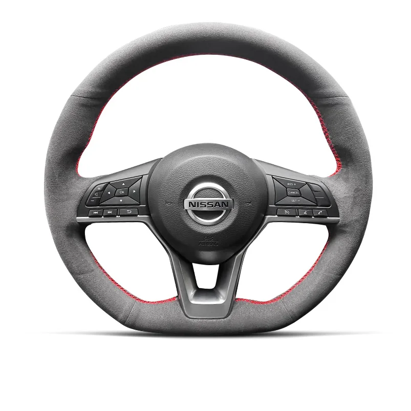 

For Nissan Teana Tiida X-Trail Sunny Murano Kicks Manual Hand Sewn Needle Thread Car Steering Wheel Cover Car Accessories Suede