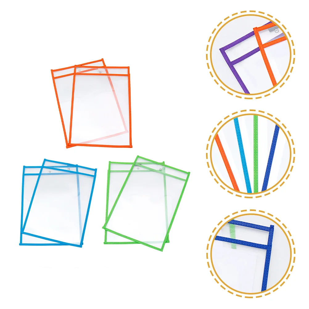 

6 Pcs Erasable Stationery Case Kids Dry Erase Sleeves Pockets Teacher Reusable Child