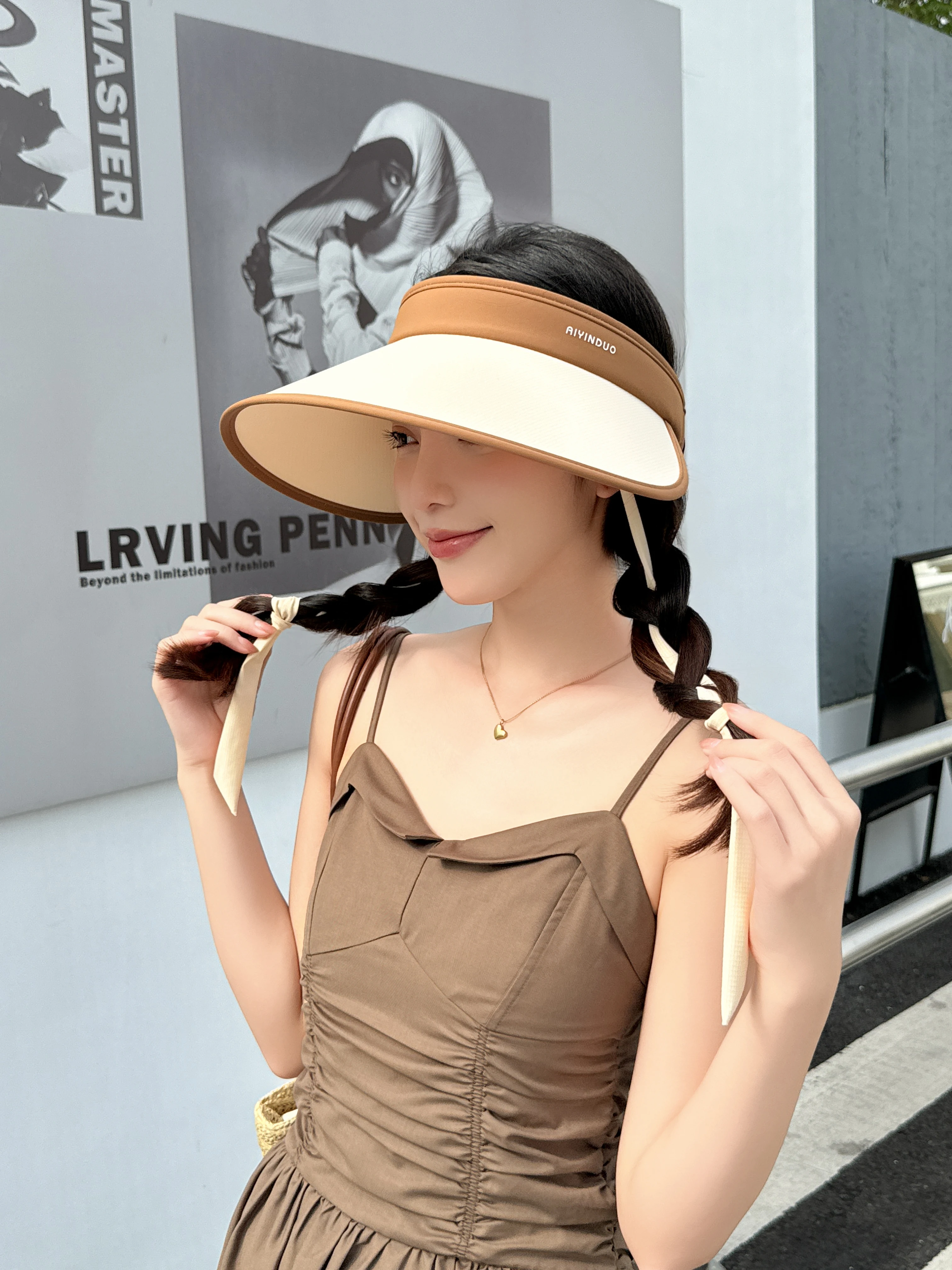 Big head sunshade hat, women's UV protection double-sided ice silk large brim empty top hat for summer, outdoor foldable sunscre