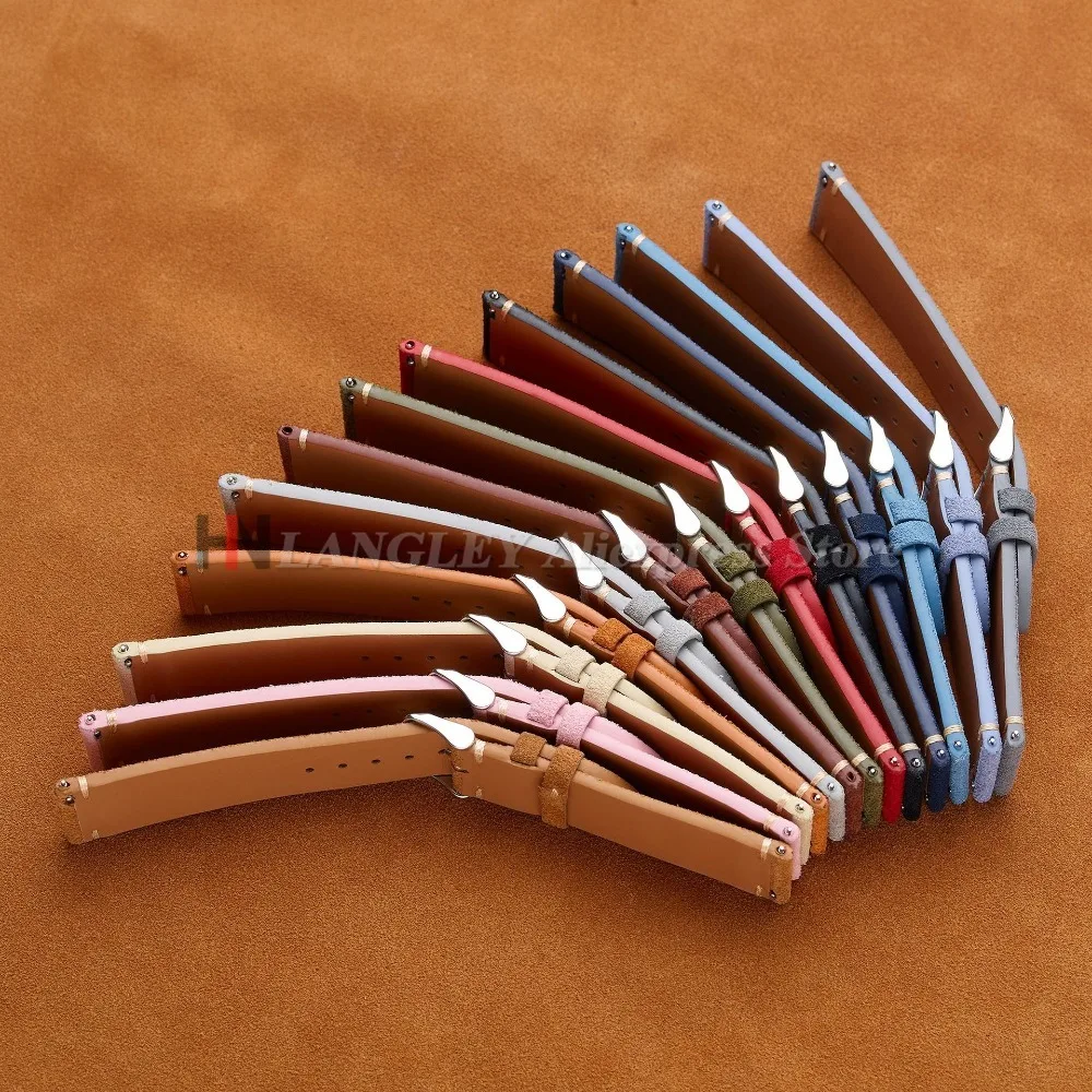 حقيقية جلد الغزال حزام ساعة اليد خمر براون حزام ال...