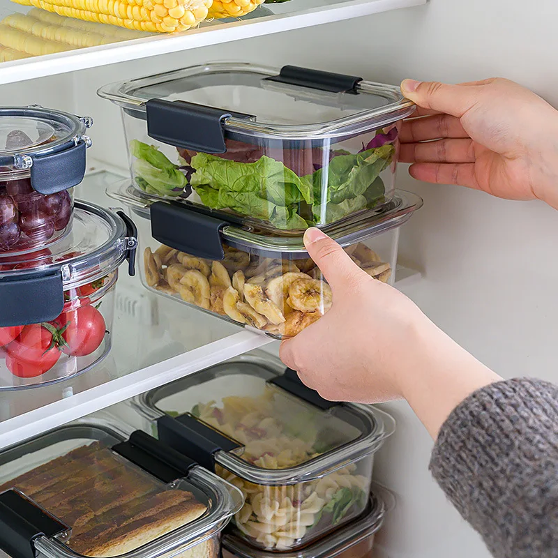 

Refrigerator Sealed Storage Box Food Containers Lunch Compartment Fresh-keeping for Home Clear Crisper Dustproof Portable