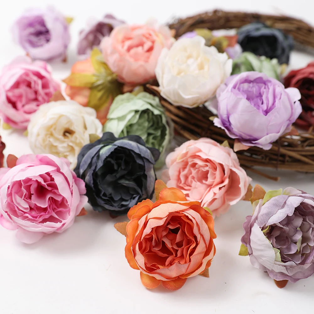 Peony Heads Silk Artificial Flowers Wedding Home Decor DIY Wreath Scrapbook Gift Box Flower Handmade Crafts 5Pcs 5cm artificial plants,artificial flowers,artificial flower,artificial flower bouquet