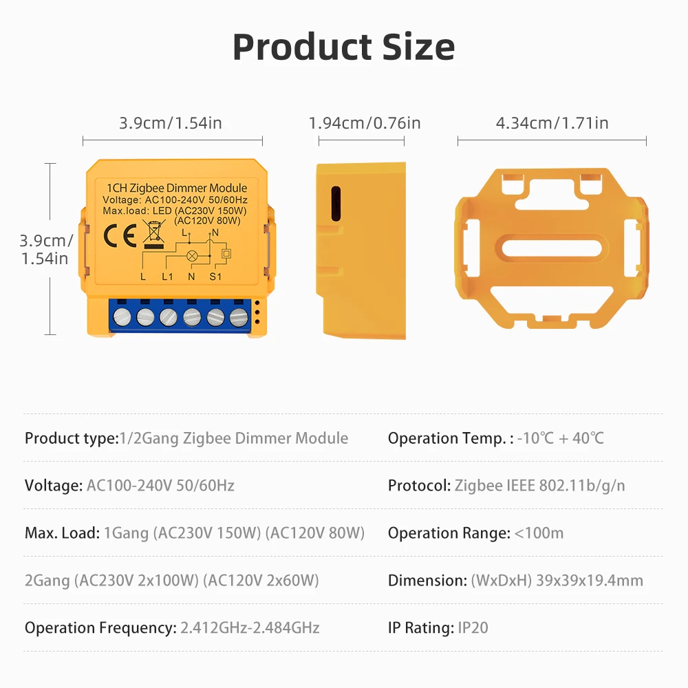 AVATTO 투야 스마트 조광기 스위치 모듈, 지그비 DIY 차단기, 1/2 방향 제어, 조광식 조명 스위치, 알렉사 구글 홈과 작동