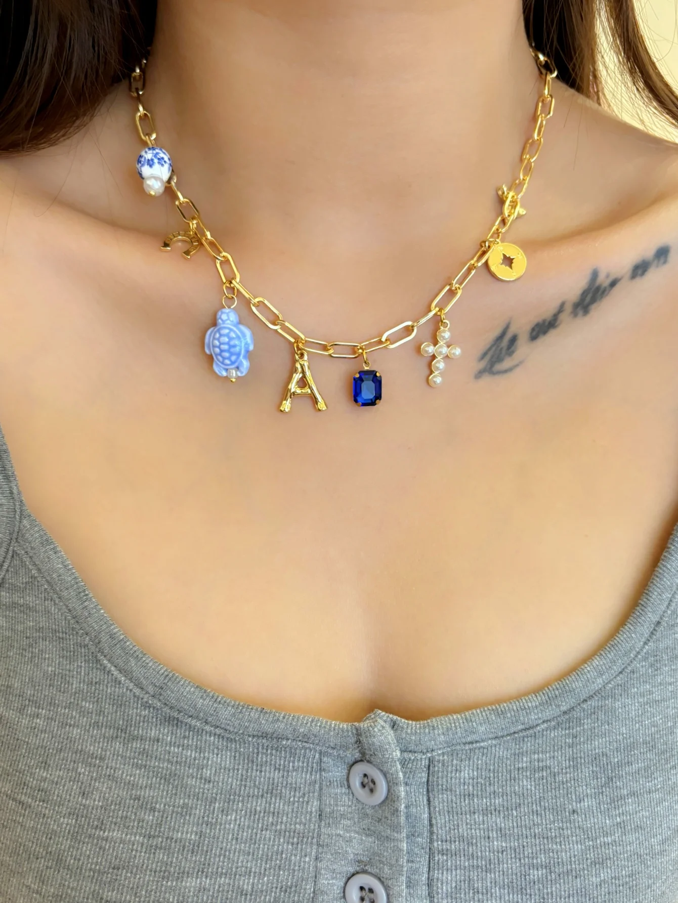 Womens Charm Clavicle Chain Necklace