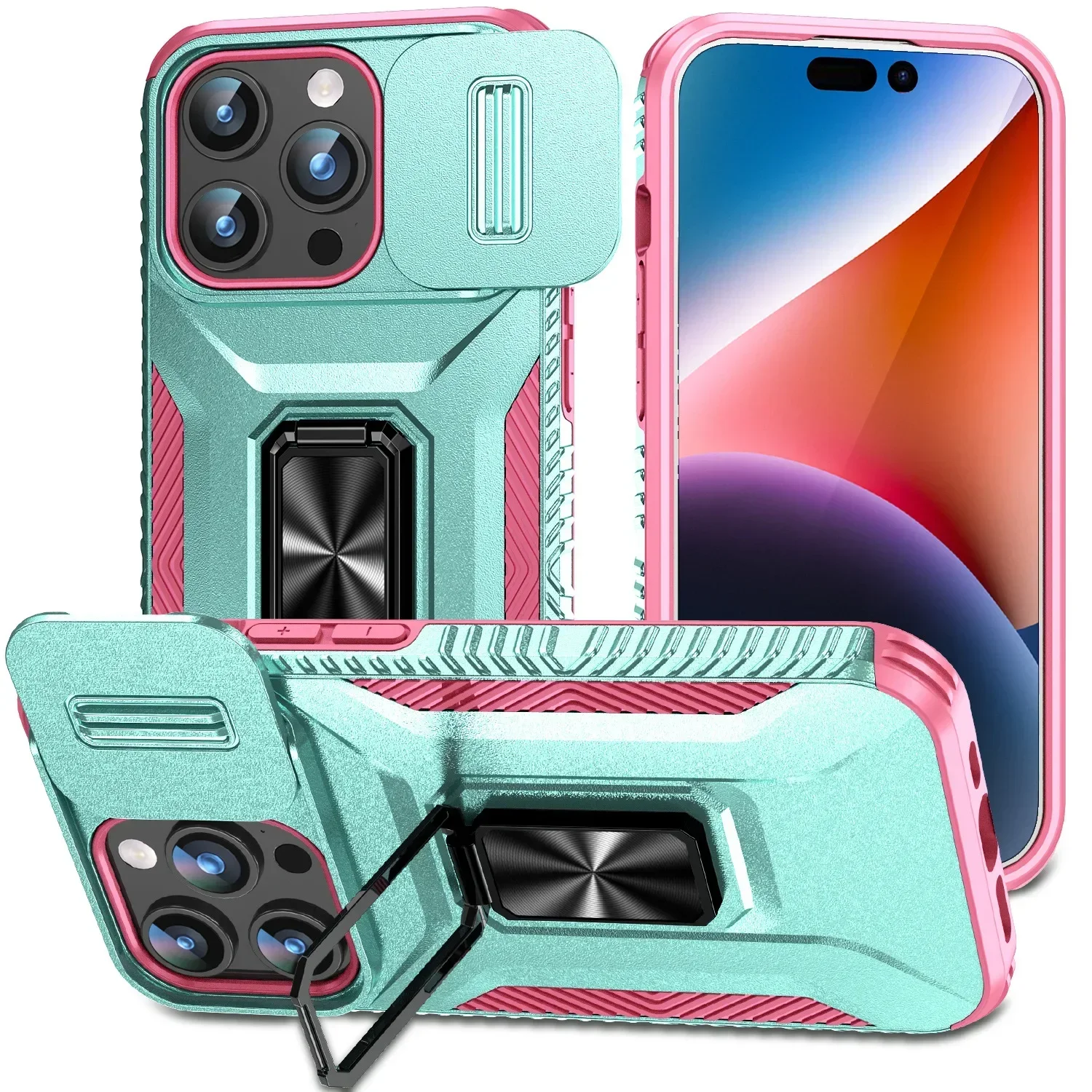 Military Grade Magnetic Shockproof Armor Phone Case with Slide Camera Cover