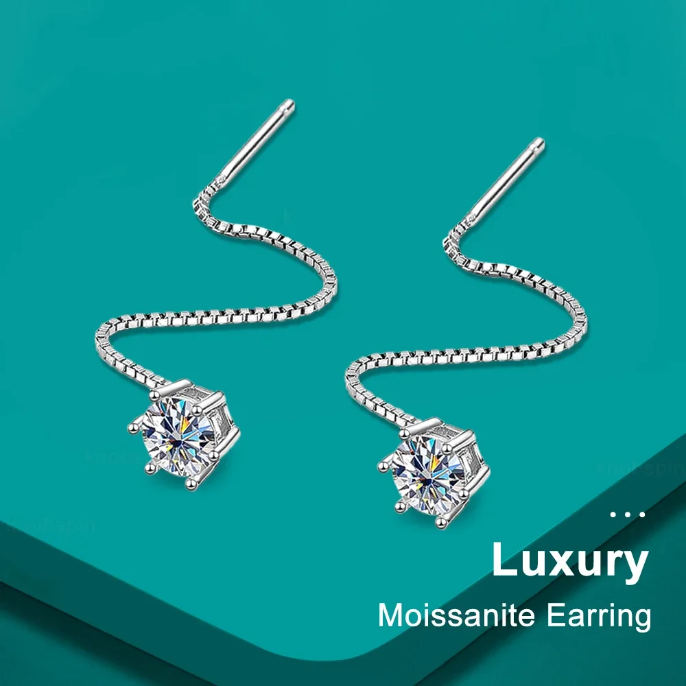 

D VVS Moissanite Diamond Earring with GRA s925 Sterling Silver Ear Wire plated 18k White Gold Luxury Earrings for Women