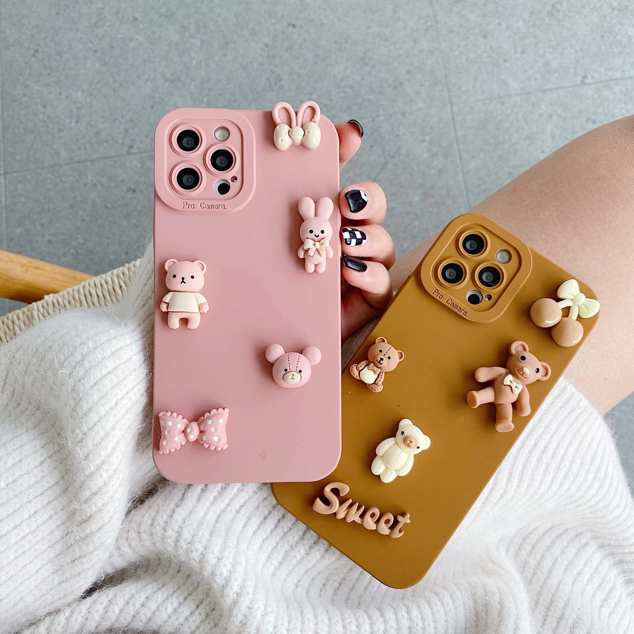 3D Bears Phone Cases for iPhone 11 12 13 Pro Max Soft Silicon Back Cover Case for iPhone X XR XS Max 7 8  6 6s Plus Se 2020 Capa phone cases for iphone 11 Pro Max 