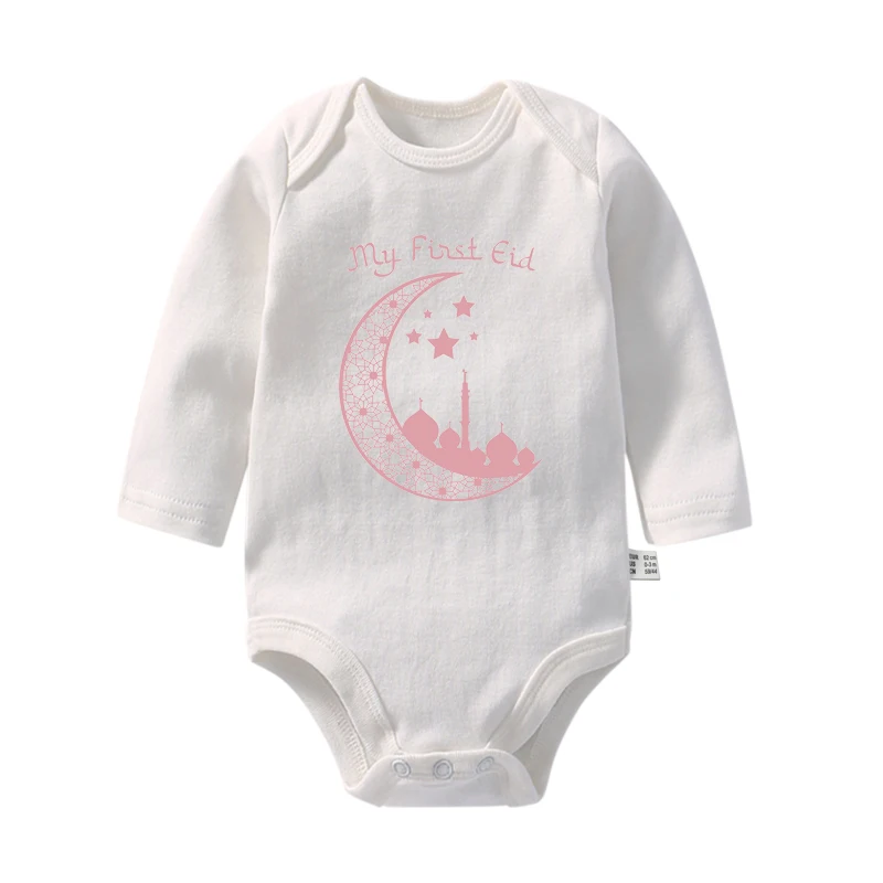 My First Eid Baby Bodysuits Cotton Long Sleeve Eid Mubarak Rompers Boys Girls 1st Ramadan Clothes Islamic Muslim Holiday Outfits 3