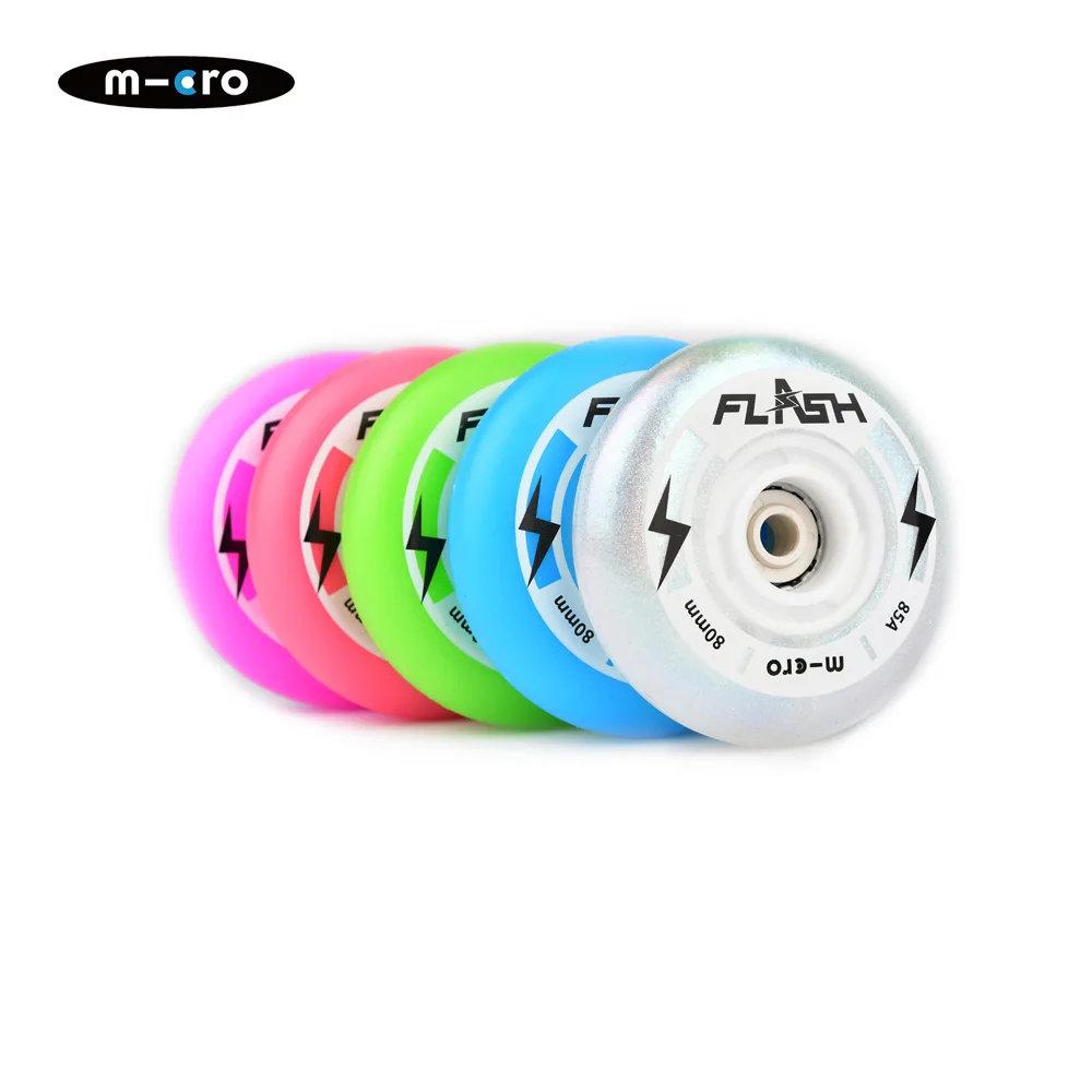 Micro 4PCS 76/80MM 85A LED FLASH WHEELS/ Football Version Adult Slalom Inline Skate Wheel High Elastic PU Resistant Luminous roller skating wheels