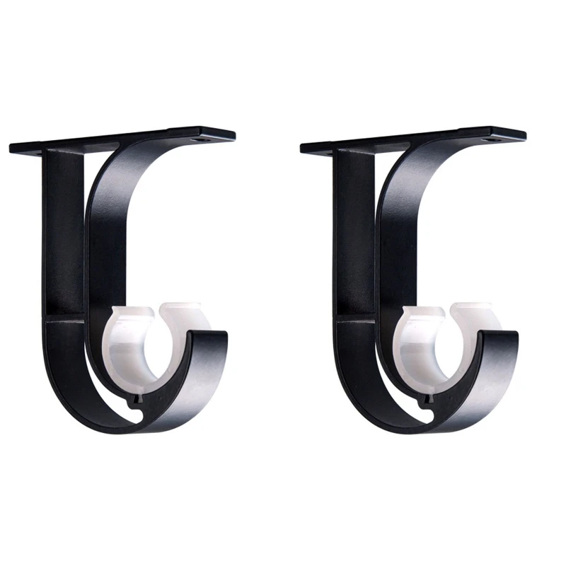 2pcs Window Drapery Ceiling Hanging Holder Wall Curtain Rod Bracket Set Side Top Mounted Fits 1 inches Rod