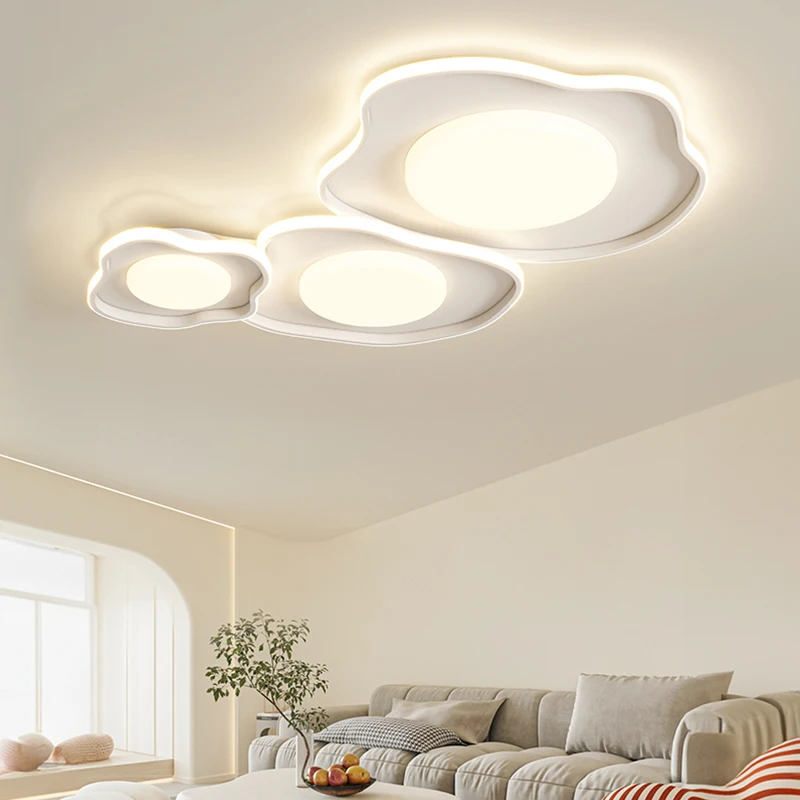 

Современные минималистичные люстры для гостиной в кремовом стиле, лампа для спальни, лампа для всего дома, комбинированная лампа, потолочный светильник из булыжника