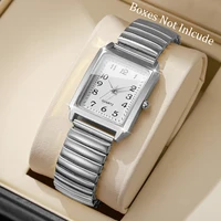 Fashion Rectangle Women Watches  Simple Arabic Dial Elastic Strap Quartz Wristwatch for Reloj Mujer Girls Clock (Without Box) 3