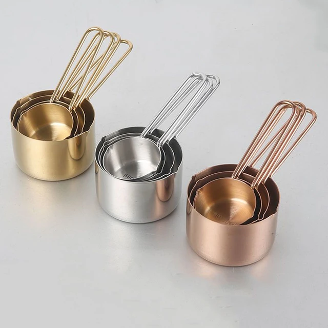 Measuring Cups Stainless Steel Cooking Baking Dry Fluid 60/80/125/250ml Set