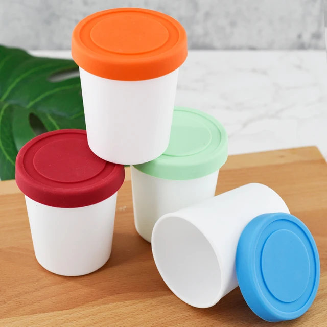 4Pcs Ice Cream Freezer Storage Containers Round Dessert Cups