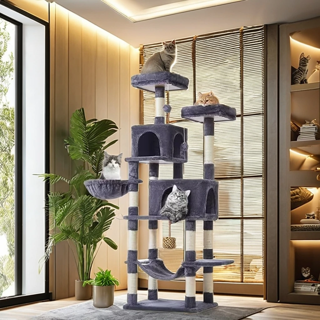 Indoor Large Multi-layer Cat Climbing Frame Cat Scratching Pile Luxury Plush Climbing Tree