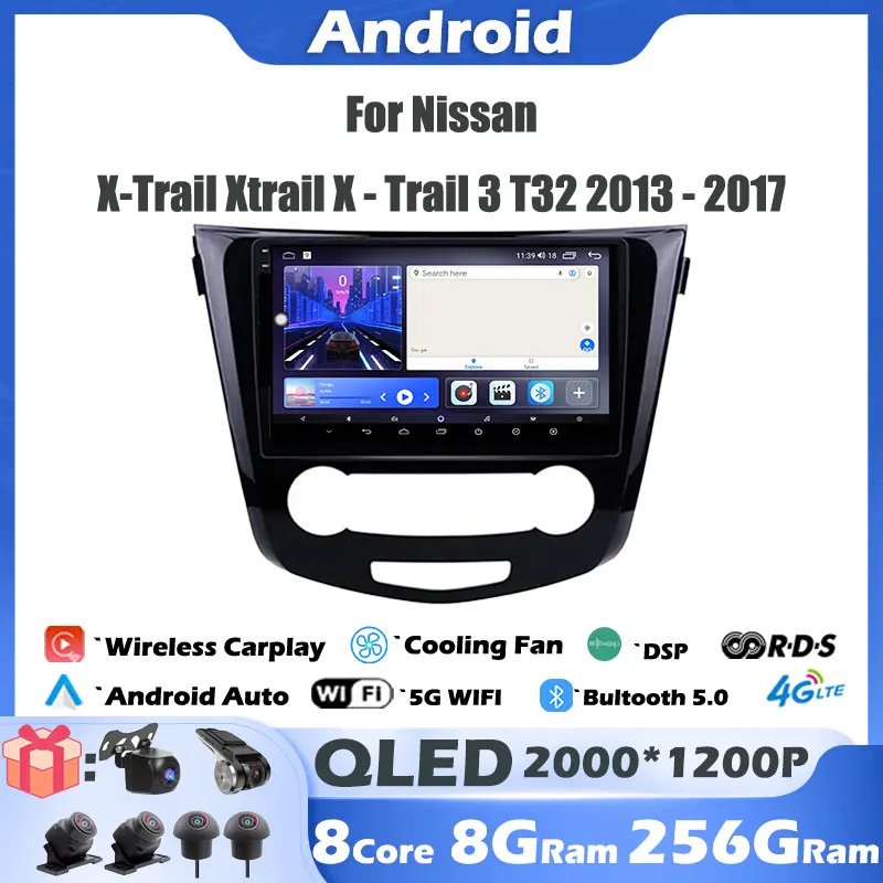 

For Nissan X-Trail Xtrail X - Trail 3 T32 2013 - 2017 Qashqai 2 J11 Android 13 Car Radio Multimedia Video Player Navigation Navi