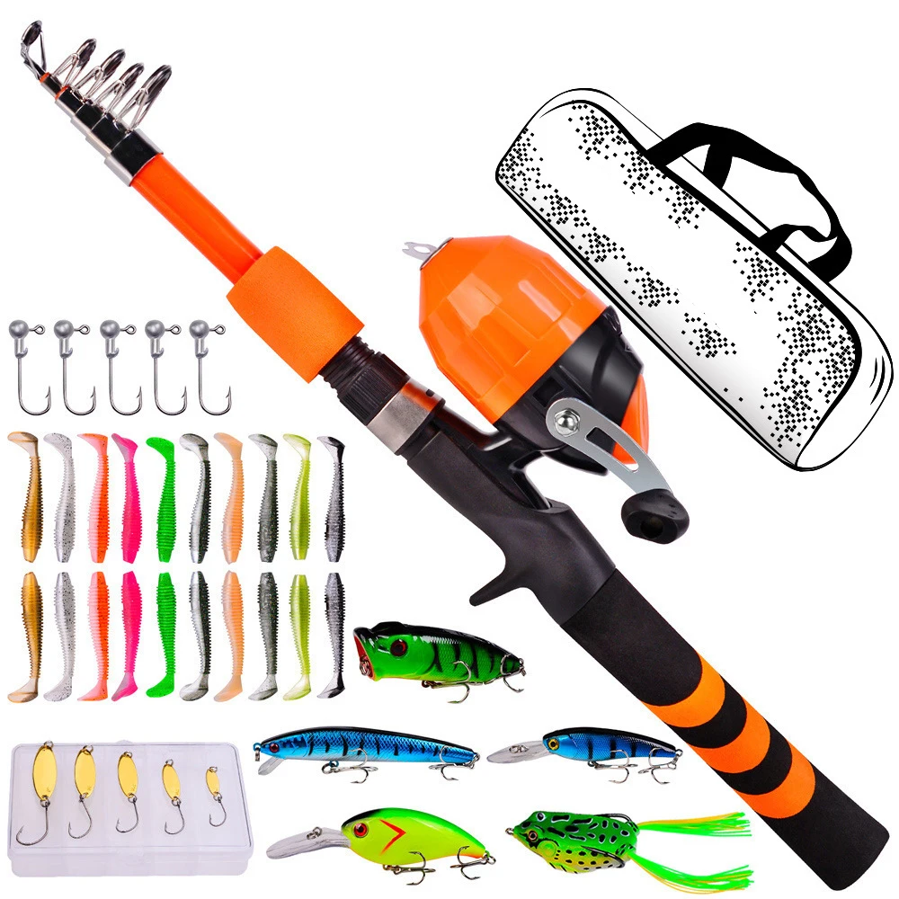 

1.5m/1.8m Fishing Pole Ultralight Fishing Rod Full Kits Spinning Reel Baits Lure Set Portable Telescopic Fishing Rod & Reel Kit