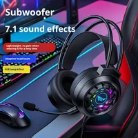 New Wired Gaming Headphones With Microphone LED Light Surround Sound Portable Audio Headphone For Computer Professional Head