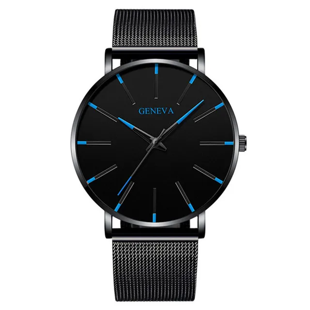 Exquisite Watches 2022 Male Elegant Ultra Thin Stainless Steel Business Quartz New Wristwatch Fashion Black Casual Watch For Men Mesh Black Blue